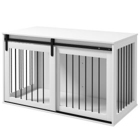 46.5" Dog Crate Furniture, Dog Crate End Side Table for Extra Large Dogs, White