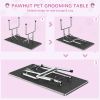 Foldable Grooming Table for Dogs with Height Adjustable Grooming Arm, Storage Shelf, Pink