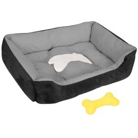 Pet Dog Bed Soft Warm Fleece Puppy Cat Bed Dog Cozy Nest Sofa Bed Cushion Mat For S/M Dog (Option: black_s)