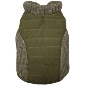 Fashion Pet Sweater Trim Puffy Dog Coat Olive (Option: large)