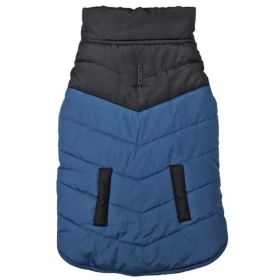 Fashion Pet Reversible Color Block Puffer Dog Jacket Blue (Option: large)