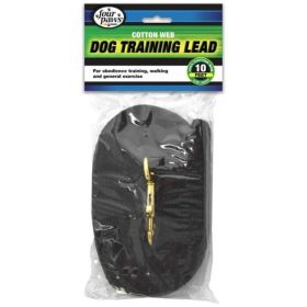 Four Paws Cotton Web Dog Training Lead 10' Long x 5/8"W Black (Color: Black, size: 10' X 5/8")