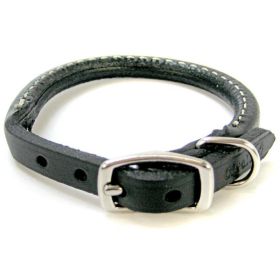 Circle T Pet Leather Round Collar Black (Color: Black)