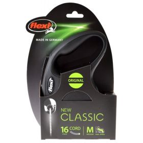 Flexi New Classic Retractable Cord Leash  Black  Medium  16' Cord (Pets up to 44 lbs) (size: 16')