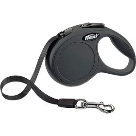 Flexi New Classic Retractable Tape Leash  Black  X (size: X-Small)