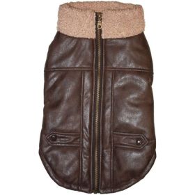 Fashion Pet Brown Bomber Dog Jacket (Option: large)